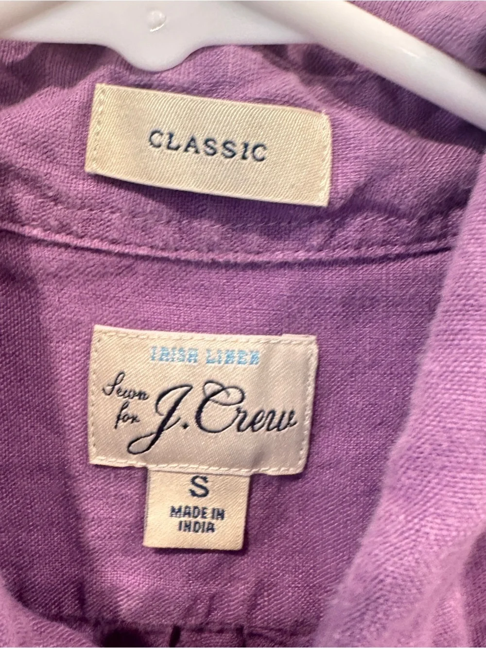 J. Crew Irish Linen Short-Sleeve Button-Down Shirt Mens Small Purple Preppy